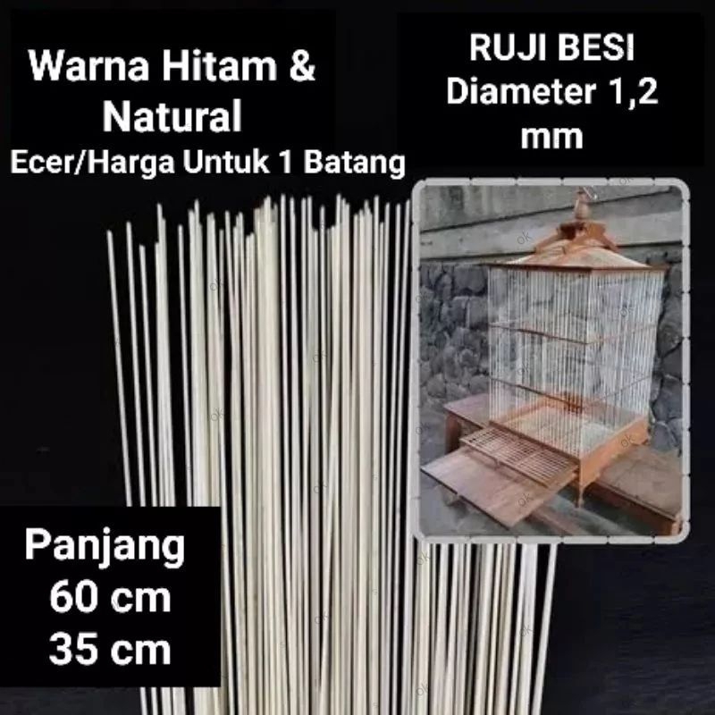 Bahan ruji sangkar besi ukuran 1,2mm panjang 35mm dan 60mm / ruji sangkar besi kosan / ruji sangkar 