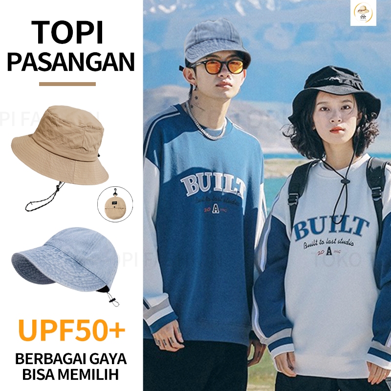 Bucket hat import/topi rimba wanita Dapat dilipat/ Topi koboi murah/topi couple pasangan/topi keluar