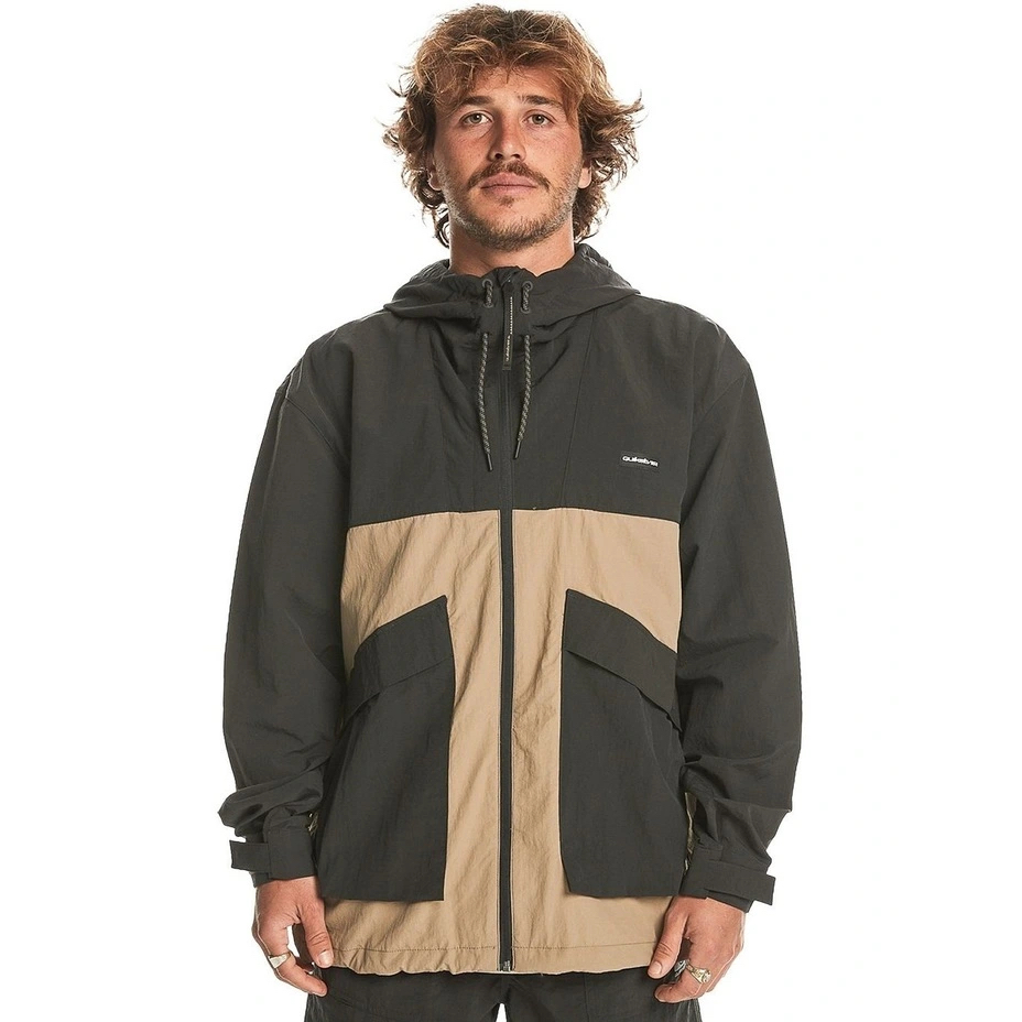 Quiksilver High Horizon Hooded Windbreaker Jacket in Tarmac Jacket Original Quicksilver Puffer windp