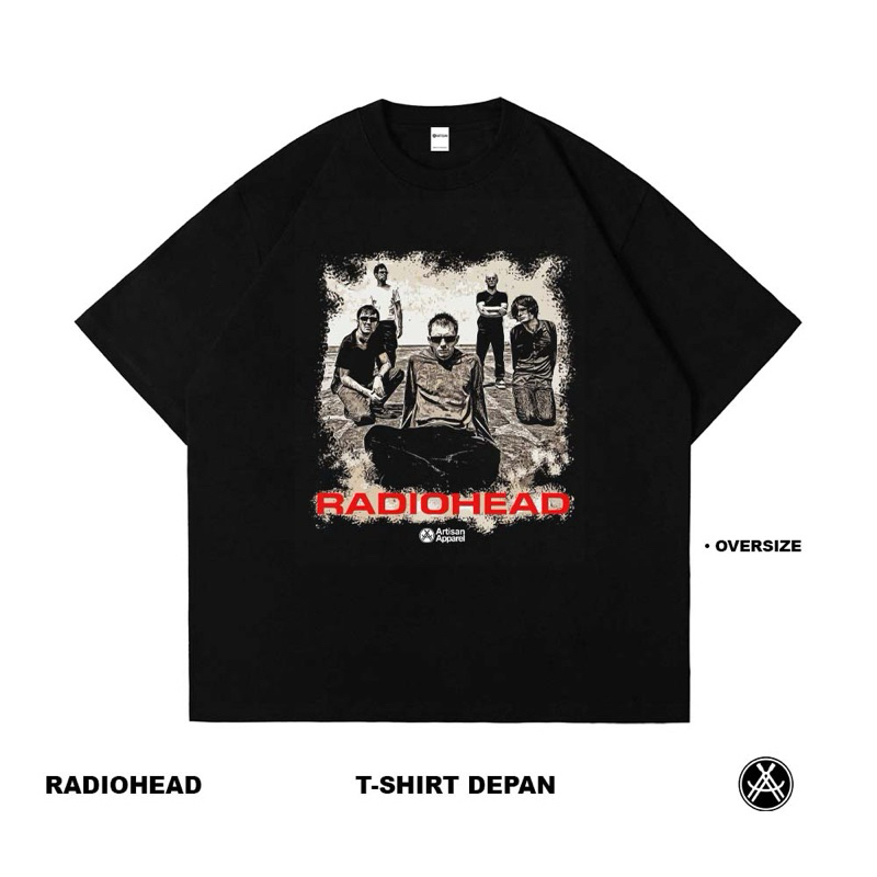 Artisan T-Shirt Radiohead Kaos Oversize Hitam Katun Combed