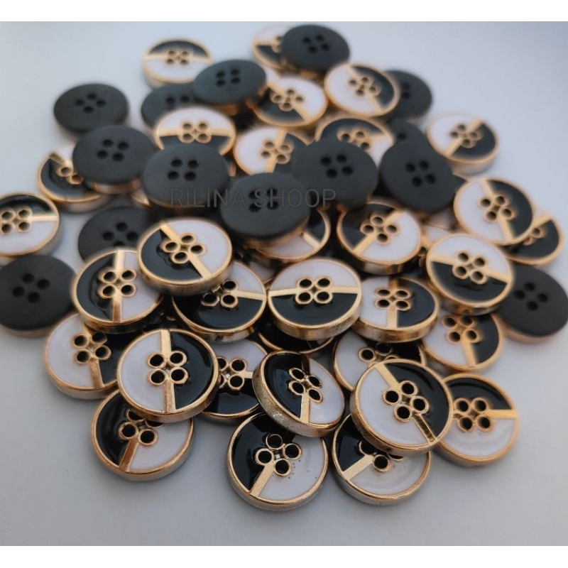 Kancing Mewah Blazer kemeja/Unik hitam putih 15 mm