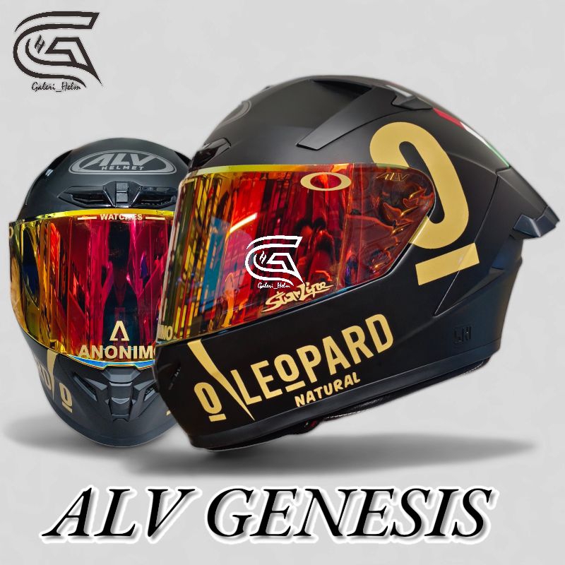 HELM ALV GENESIS BLACK DOF PAKET GANTENG LEOPARD GOLD|FULL FACE