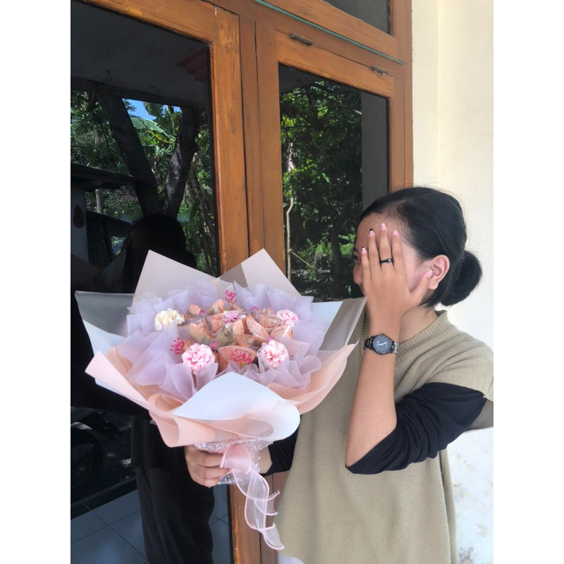 Buket Uang Mahar / Buket Uang Wisuda / Buket Uang Ultah / Buket Uang Bunga Dahlia