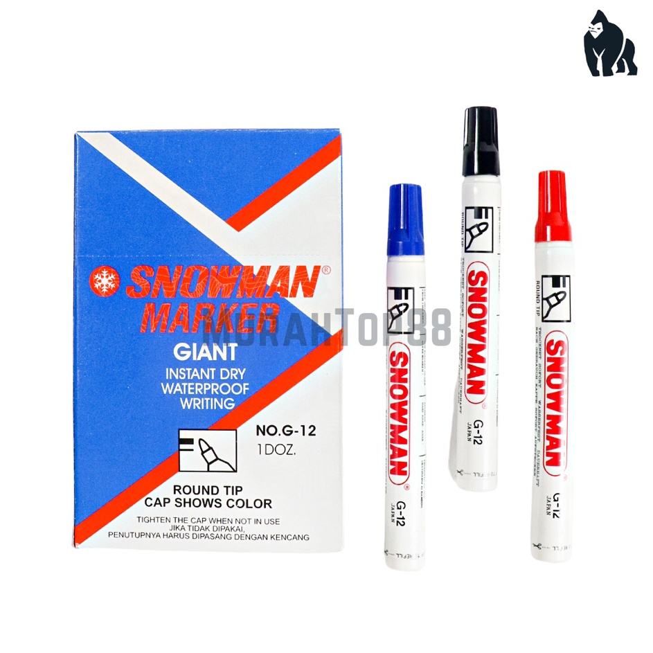 

Baru Snowman Permanent Marker G12 Spidol Permanen Tidak Bisa Dihapus Hitam Merah Biru 1 Original PER PCS