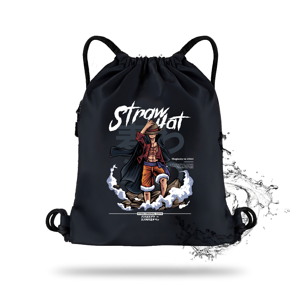 Tas Serut Ransel Drawstring Logo One Piece Anti Air - Tas Serut One Piece Terkeren Dan Terlaris - Ta
