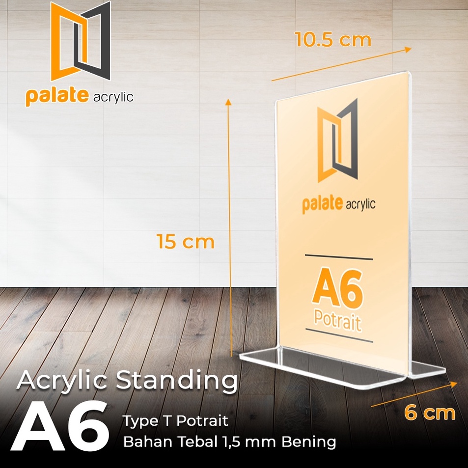 

Best Seller AKRILIK DISPLAY A6 T PORTRAIT TEMPAT BROSUR TENT CARD ACRYLIC 15MM