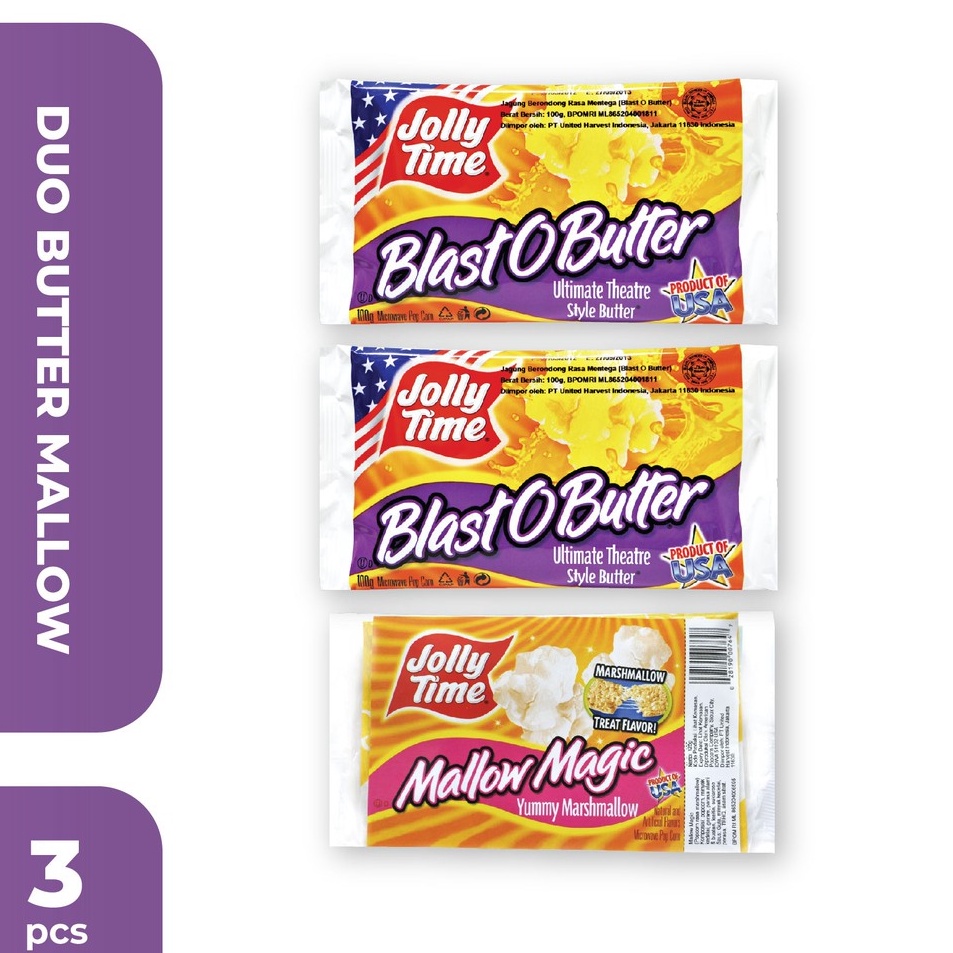 

Diskon Jolly Time Paket Duo Butter Mallow 2BOB 1MM Mircowave Popcorn