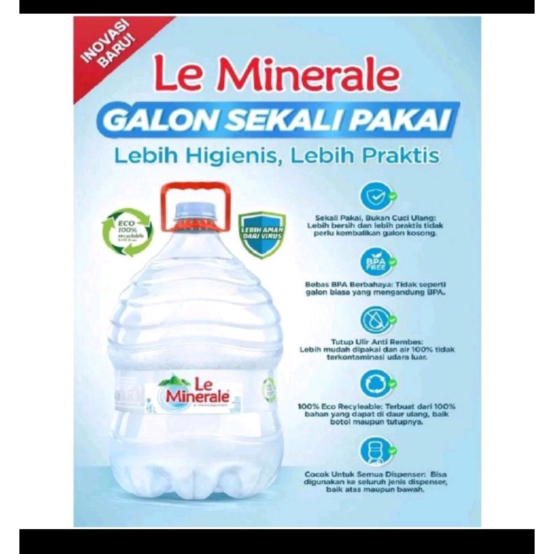 

LE MINERALE galon 15 liter air mineral ORI 100%