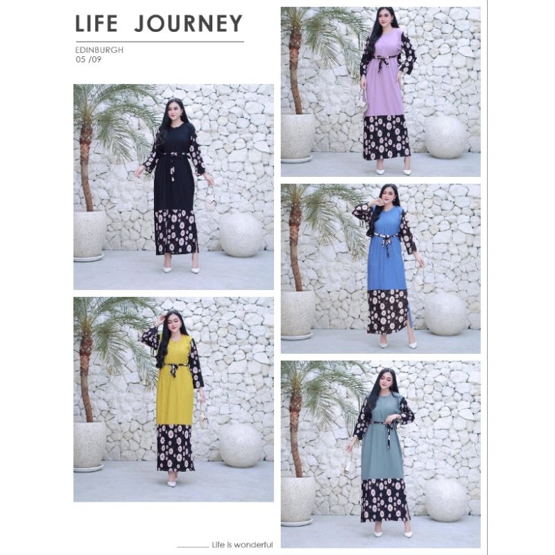 Gamis hornet motif bunga model simple dan elegan