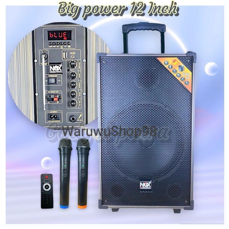 Speaker power full bass Nx-1201 Premium bass multimedia 12 inch + free 2 mic