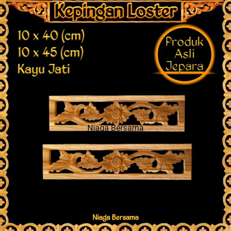 Kepingan Loster Kayu Jati Mahoni Ukiran Motif Kembang