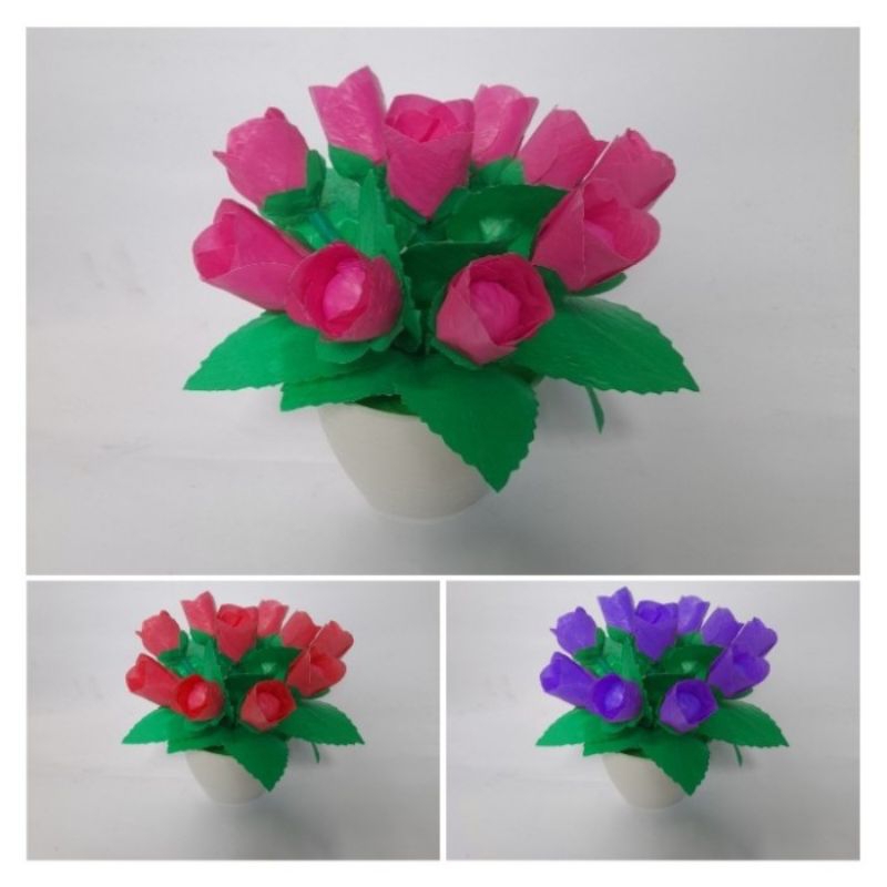 kerajinan tangan bunga hias dari barang bekas plastik kresek