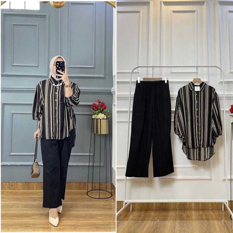 SETELAN ONE SETCELSETELAN WANITA MOTIF SALUR MALIKA // SET WANITA // ONE SET PENJAMAS KEKINIAN
