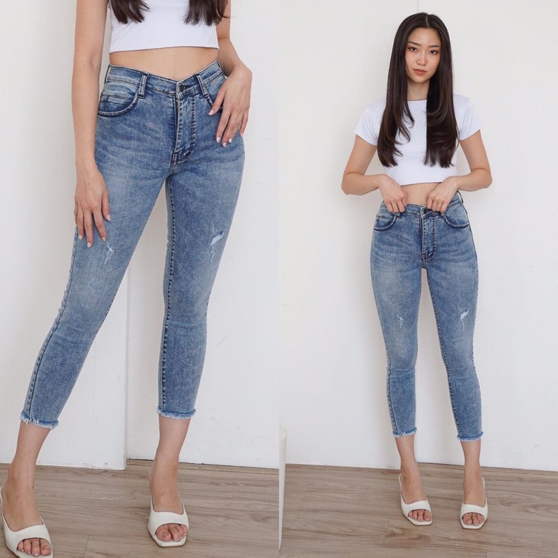 BibsArkansas Jeans size 27-34 fit BB 40-80 kg celana jeans cropped 7/9 skinny melar halus soft stret