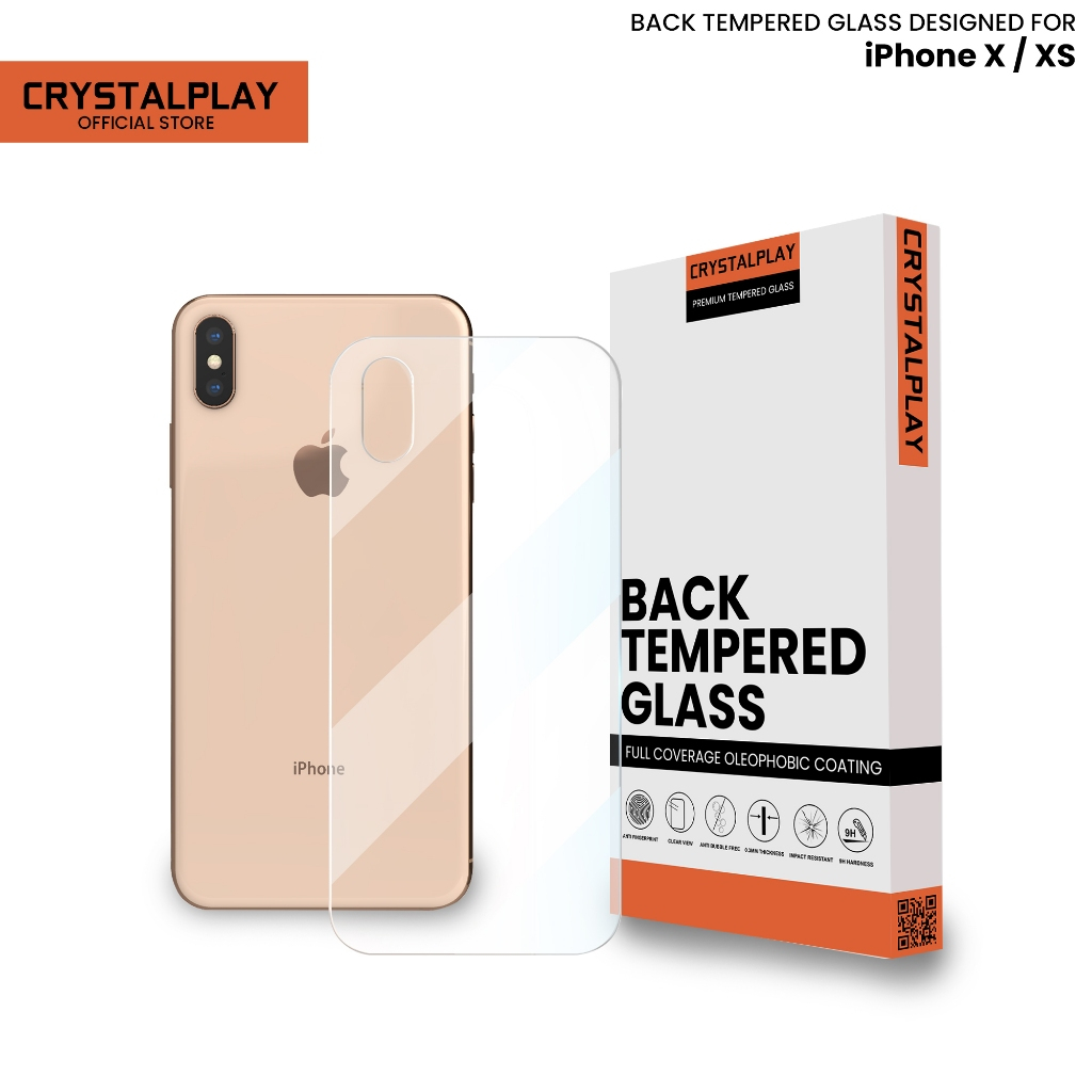 CrystalPlay Anti Gores Belakang iPhone Back Tempered Glass for iPhone X XS Clear 9H Full Cover Pelin