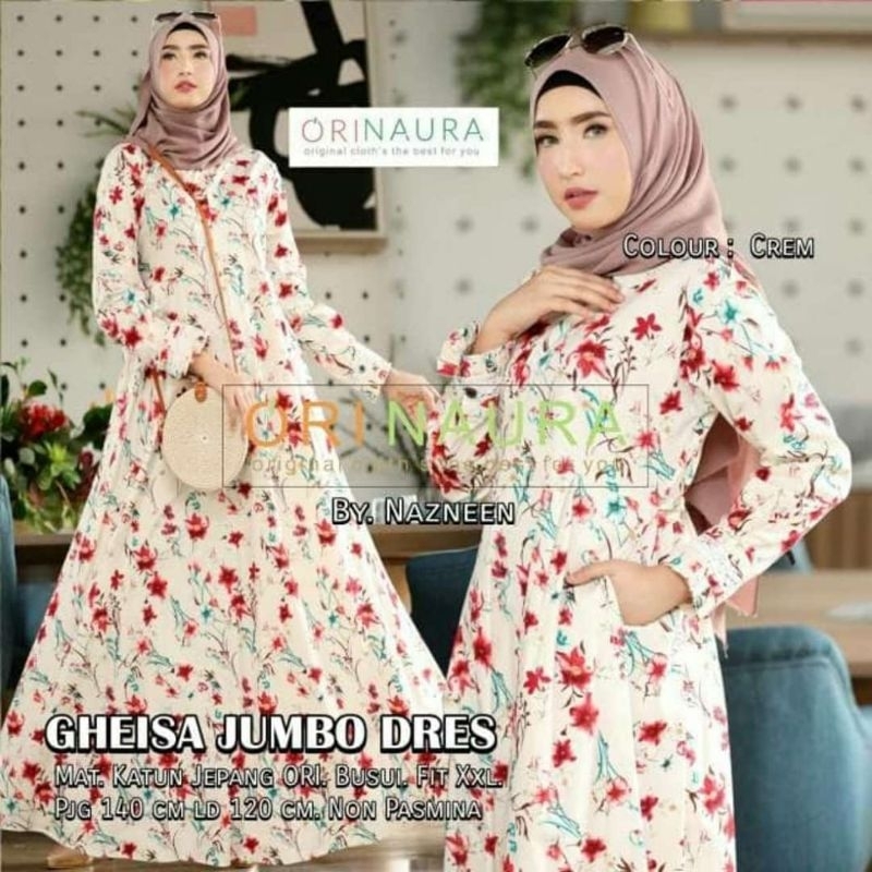 Ori Naura - Gheisa Jumbo Dress - Gamis Katun Jepang Jumbo (Ready : Cream)