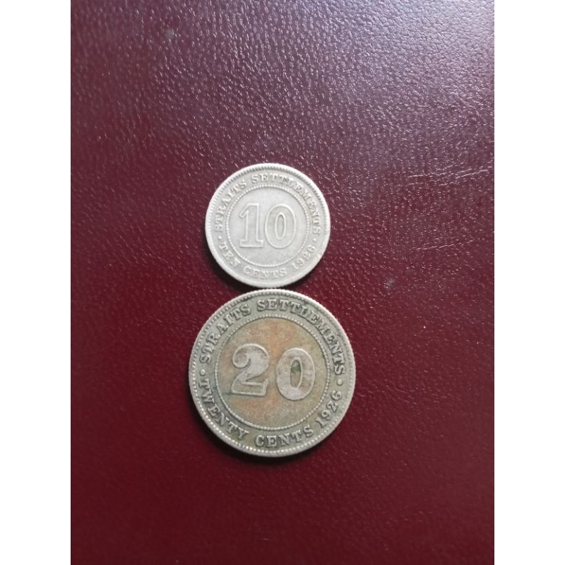 koin perak 1926 nominal 20 dan 10 cent