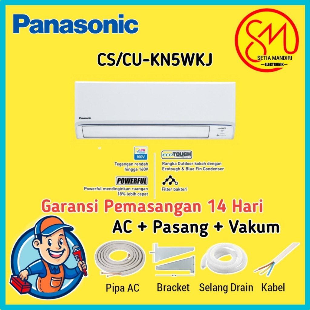 AC PANASONIC 0.5 1/2 PK CS/CU-KN5WKJ Air Conditioner Low Watt 0.5PK 1/2PK