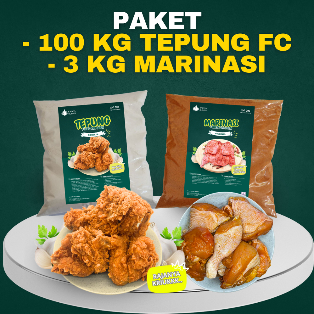 

Promo Paket 100 Kg Tepung Fried Chicken dan 3 kg Bumbu Marinasi