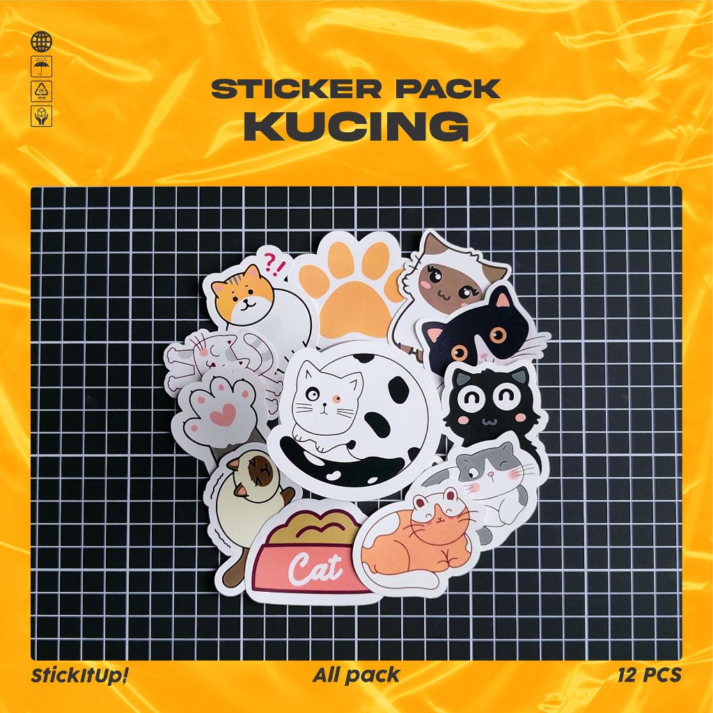 

COD✨ StickitUp Stiker Pack Kucing Lucu Untuk Koper Laptop Skateboard