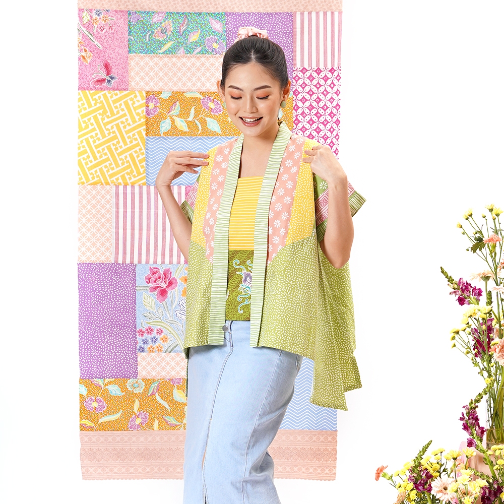 NONA RARA - Aquamarine Green PART of Bloom PART0135, Blus kasual batik wanita modern