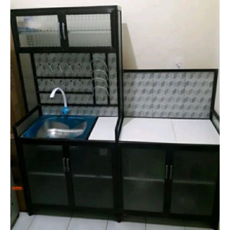 Lemari Kabinet Kaca - Meja Westafel Cuci Piring