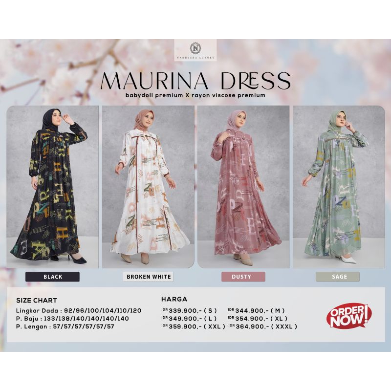 MAURINA DRESS Gamis Mewah Ada Logo Nadheera Ori by Nadheera Luxury