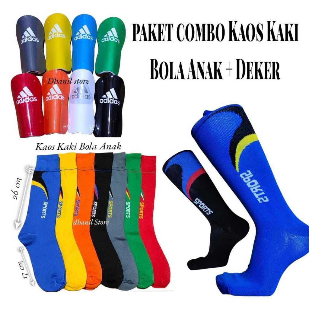 Kaos Kaki Bola Anak Panjang Combo Deker Bahan Busa / Kaos Kaki Futsal Anak
