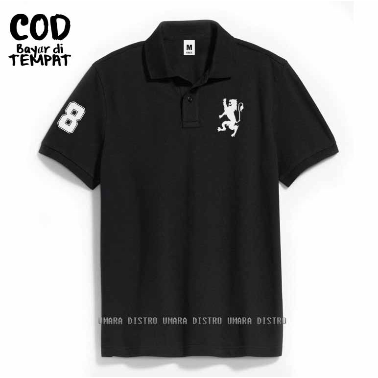 NEW COD T-shrit POLO kerah Lion 8 Text Putih Kaos Polo Kerah Giordano Dewasa Shirt / Kaos Wangki Pri