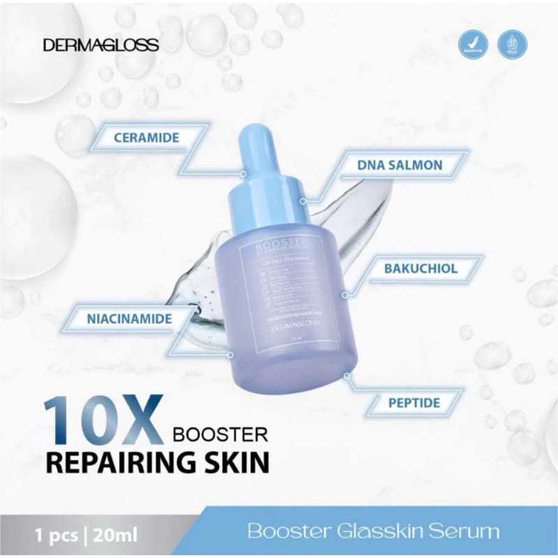 SERUM BOOSTER GLASSKIN WITH TRIPLE DNA SALMON DERMAGLOSS KEMASAN BARU | PRODUK ORIGINAL BY DR REZA