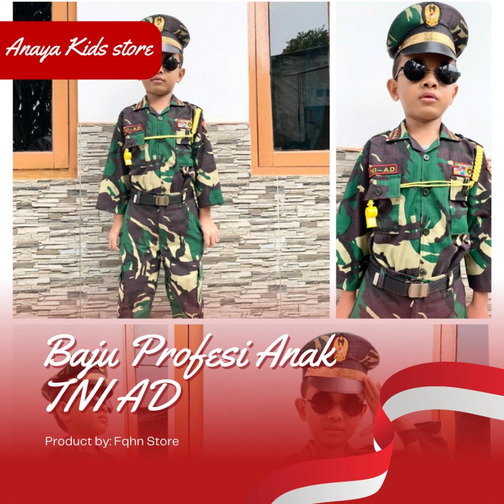 BAJU PROFESI ANAK TNI AD LORENG LAKI (TOPI)/BAJU TNI ANAK LAKI