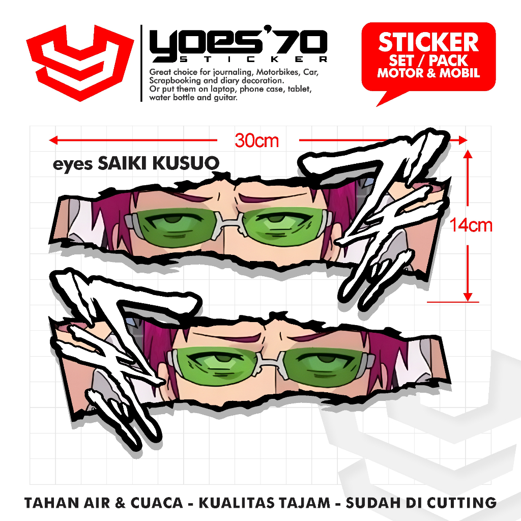 Sticker kiri kanan mata SAIKI KUSUO 30cm