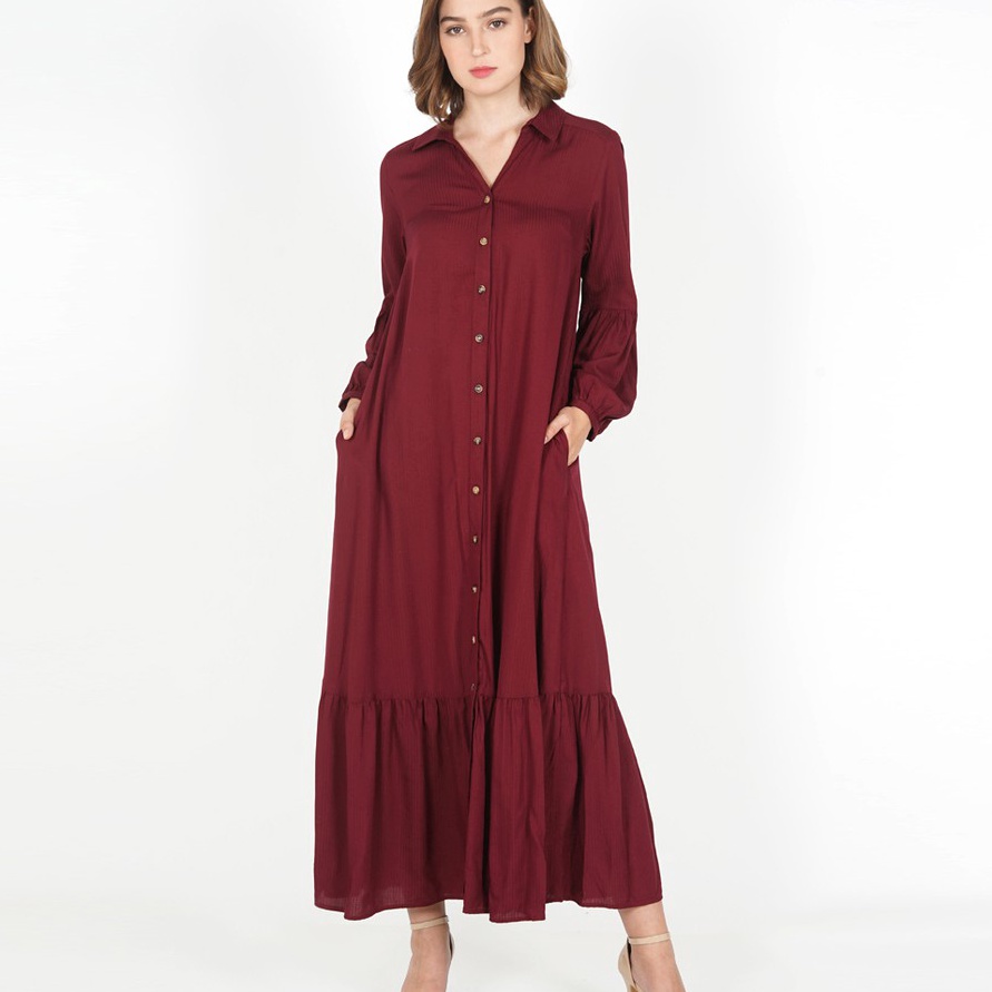 TERMURAH Novel mice  Dress Wanita  Gamis Burgundy