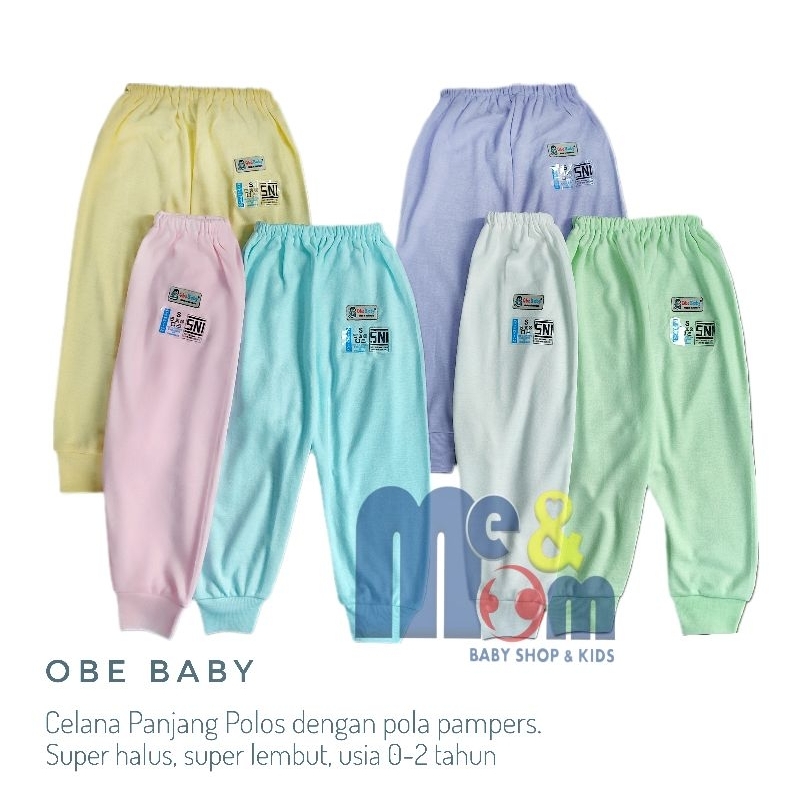 OBE BABY (6 PCS) Celana panjang polos bayi dan anak (celana pola pampers) 0-3 tahun, halus, lembut, 