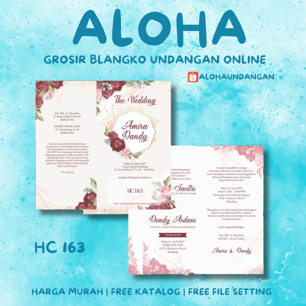 BLANGKO UNDANGAN HC 163 | Blangko Undangan kosong | Kertas Undangan Kosong | Undangan Murah | Aloha 