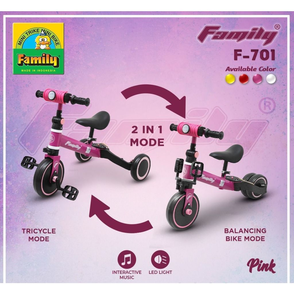 SEPEDA Keseimbangan Anak FAMILY F-702 & F-701 3 Warna Bisa Pilih