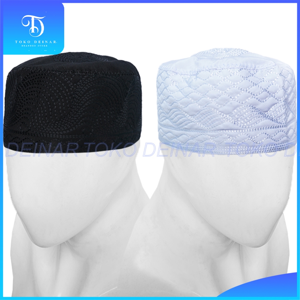 Peci Haji Khas MADINAH Saudi Kopiah Santri Al Madina Pria Dewasa Anak Laki Polos Hitam Putih Kopyah 