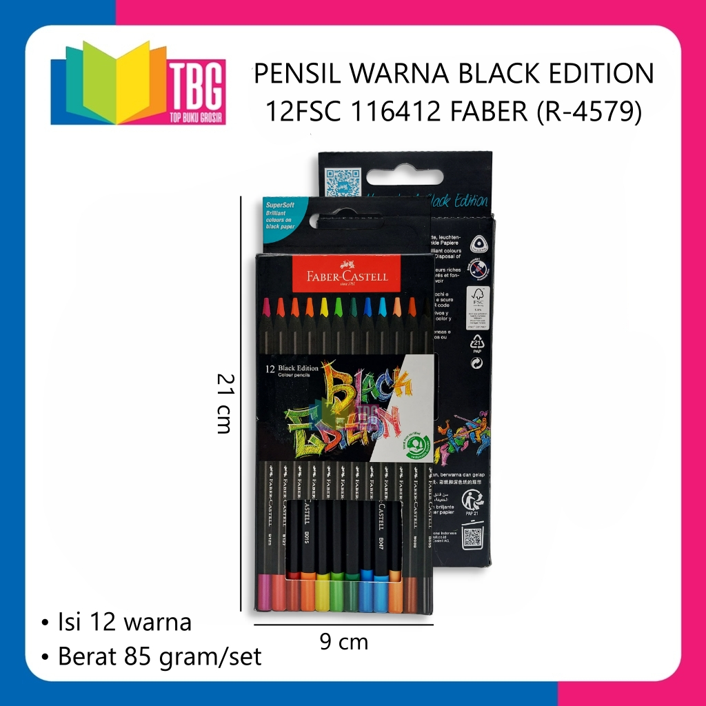 

1 SET PENSIL WARNA BLACK EDITION 12FSC 116412 FABER COLOUR PENCIL ALAT MEWARNAI (R-4579)