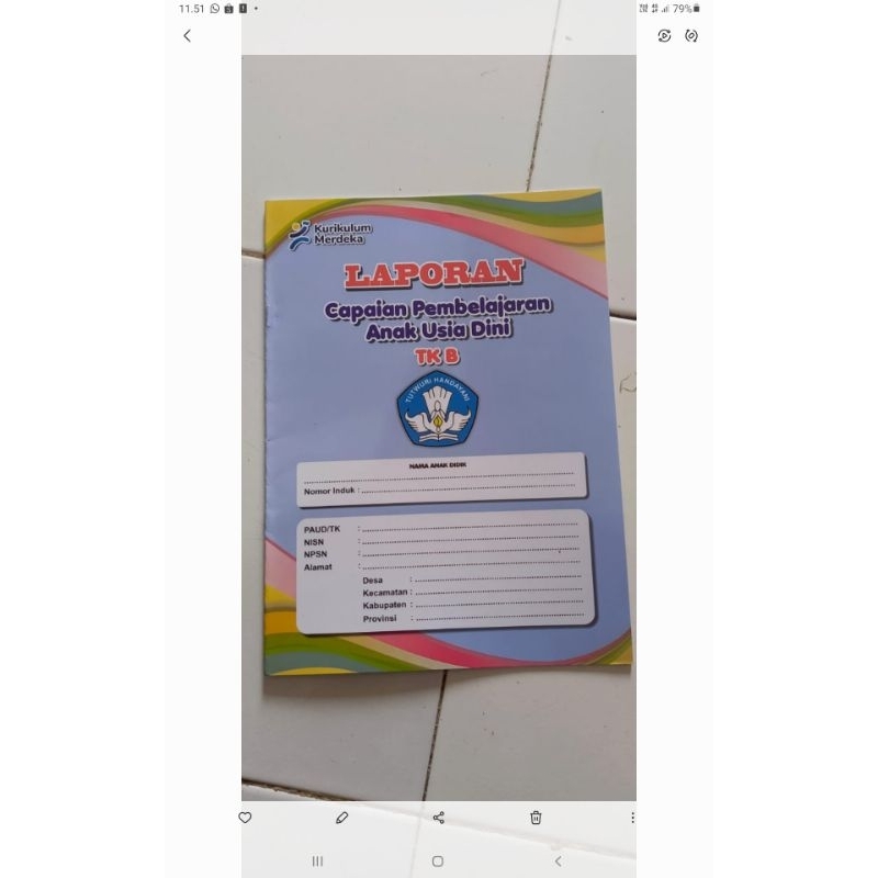 

buku raport TK kurikulum merdeka belajar