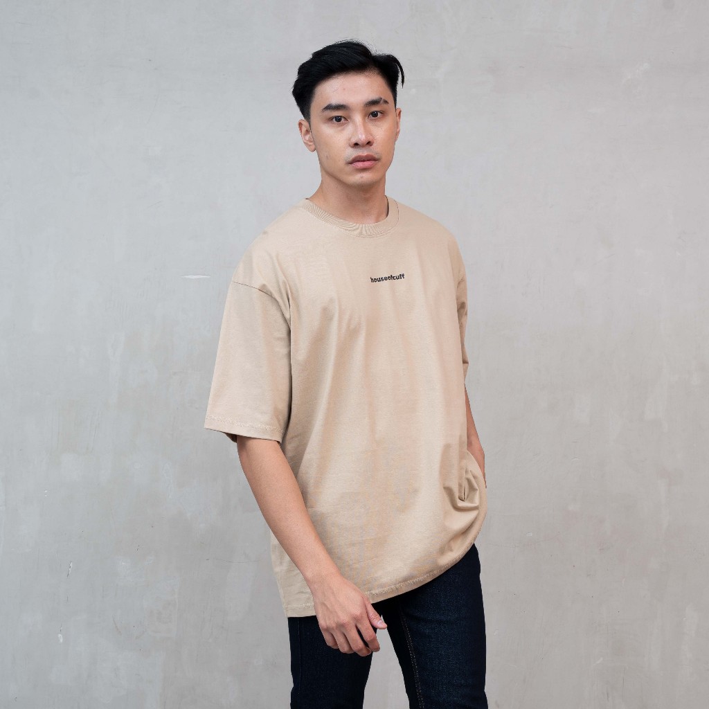 Houseofcuff Kaos Oversized T-shirt Pria Unisex Tebal Oversize Krem
