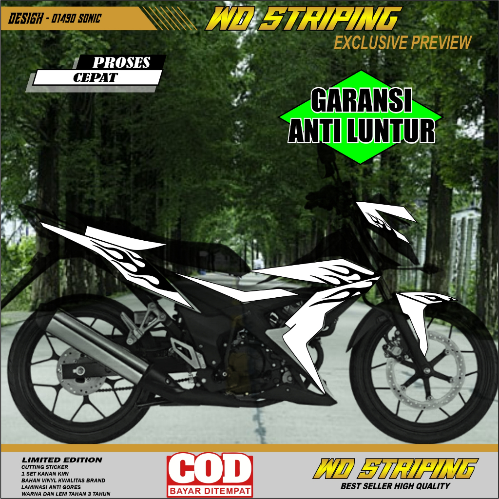 01490 CUTTING STICKER STRIPING SONIC STRIPING VARIASI SONIC STRIPING SONIC API STRIPING VARIASI