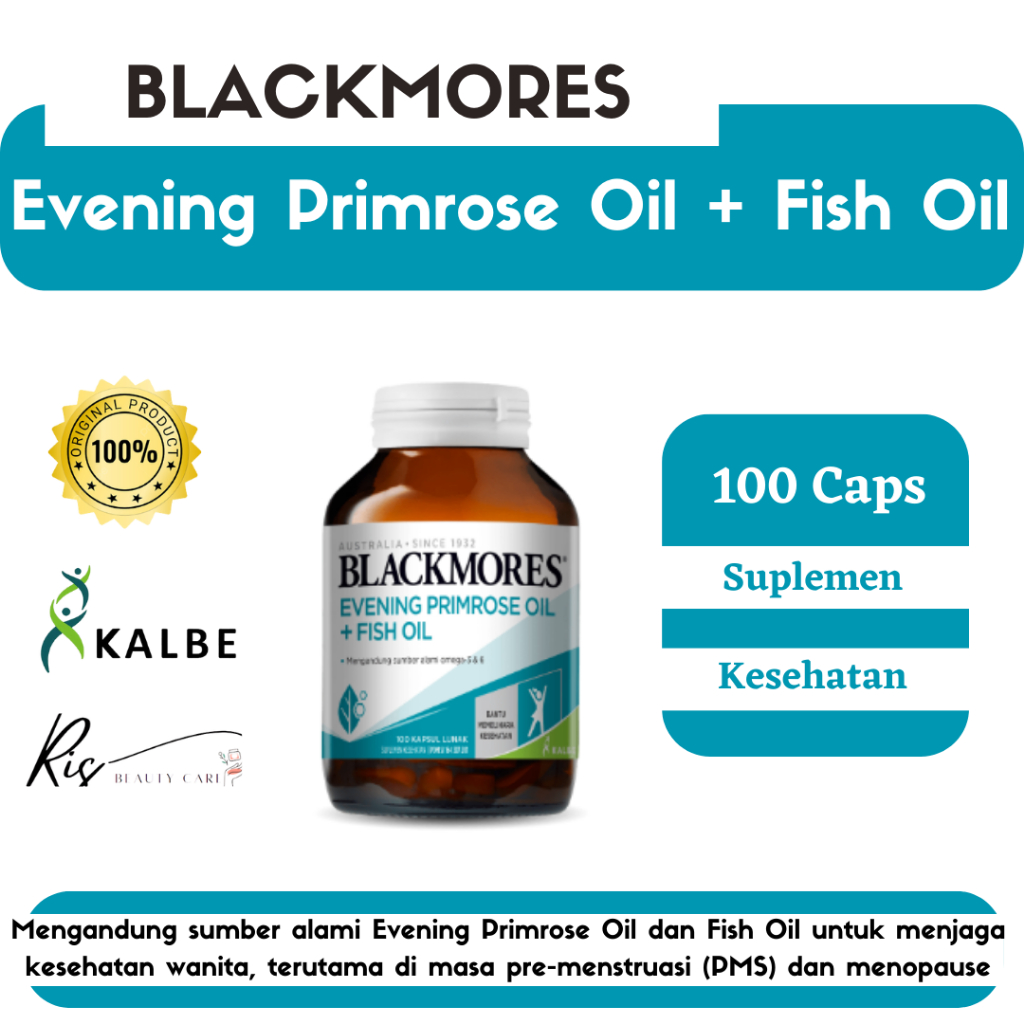 Blackmores Evening Primrose Oil Fish Oil - 100 Kapsul - Kesehatan wanita, terutama di masa pre-menst