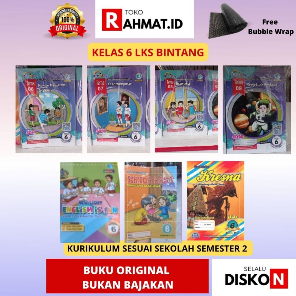 LKS BINTANG KELAS 6 SEMESTER 2 TEMA TEMATIK 6 7 8 9 / LKS KRESNA KRIDA  PIWULANG BASA JAWA / NEW LIG