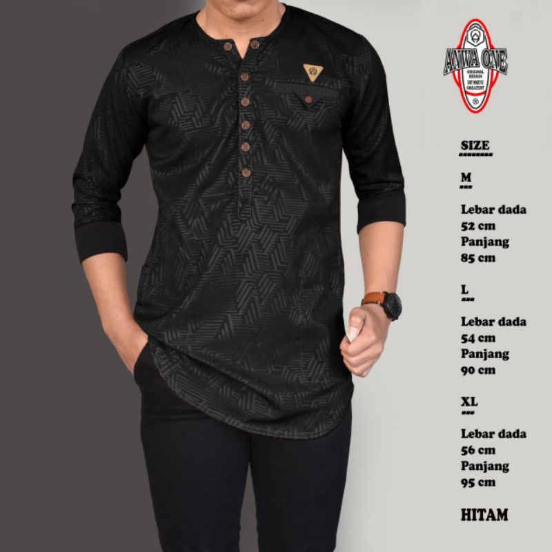 Baju Koko Kurta Pakistan Lengan 3/4 Anwa One Terlaris/Koko Pria Terbaru Anwa One