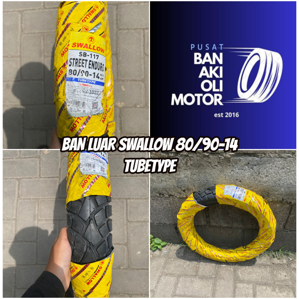BAN LUAR SWALLLOW 80/90-14 NON TUBLESS STREET ENDURO || BAN LUAR DEPAN MATIC SWALLOW 80/90-14 NON TU