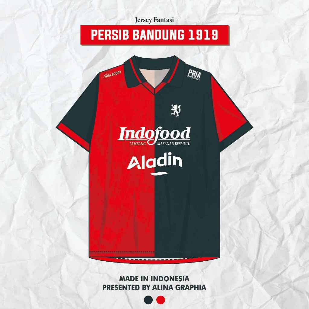 Jersey Persib Bandung Hitam Merah 1919 Fantasi Full Printing BIVB Retro Vintage Free Nameset Gratis 
