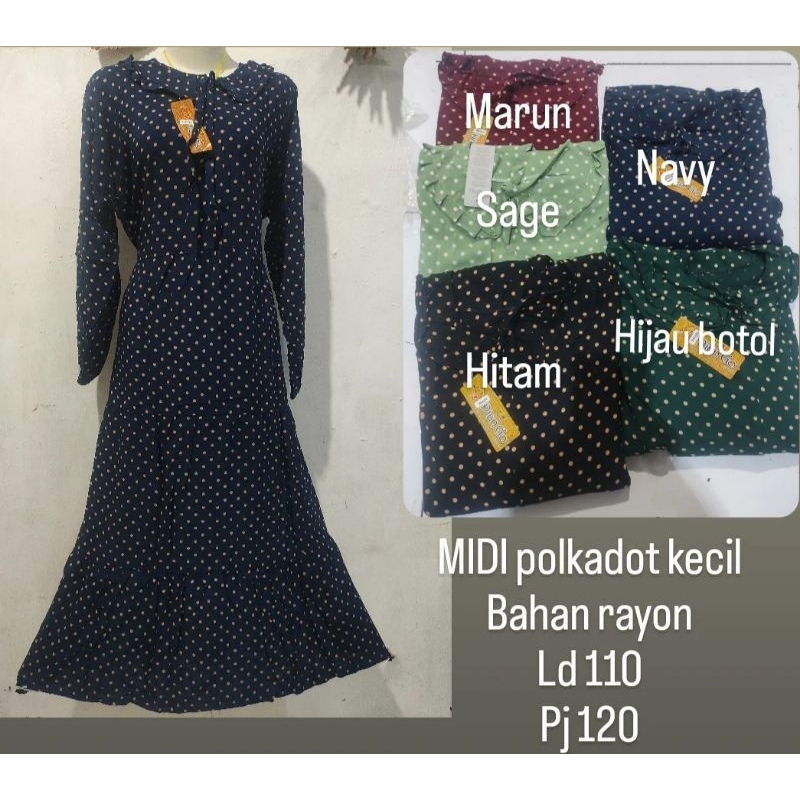 MIDI DRESS POLKA KECIL/ DRESS MIDI RAYON POLKADOT