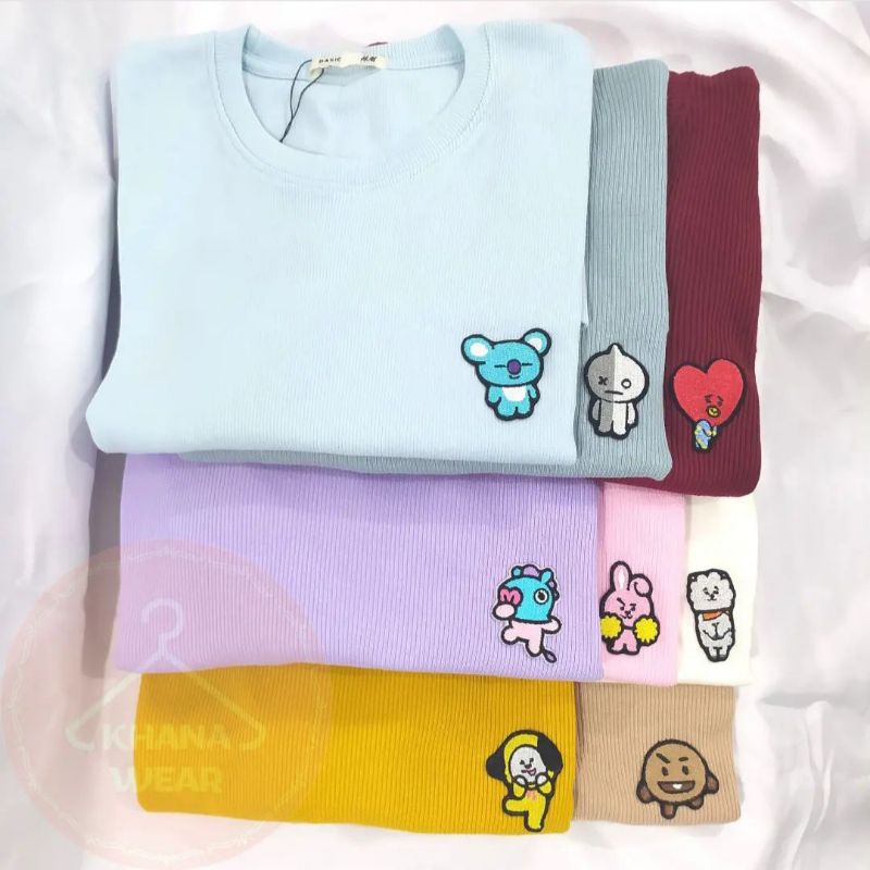 Baju Kaos Premium BTS 21 Rib Lengan Panjang Army