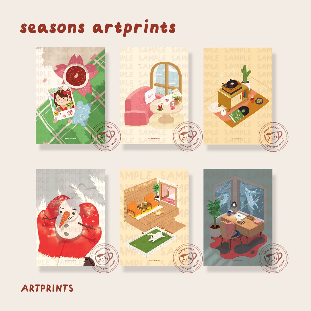 

Seasons' Artprints Spring Summer Autumn Winter | acuppacups