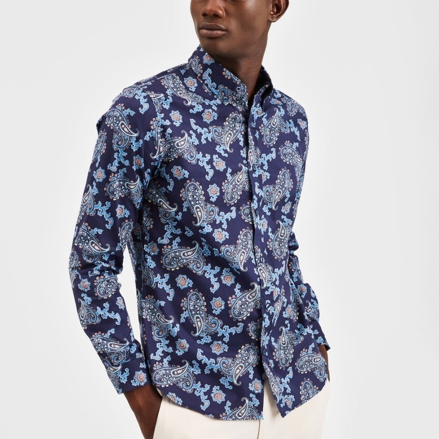 Ben Sherman Paisley Print LongSleeve Shirt (BENSPAISMARINEBLUE) Original